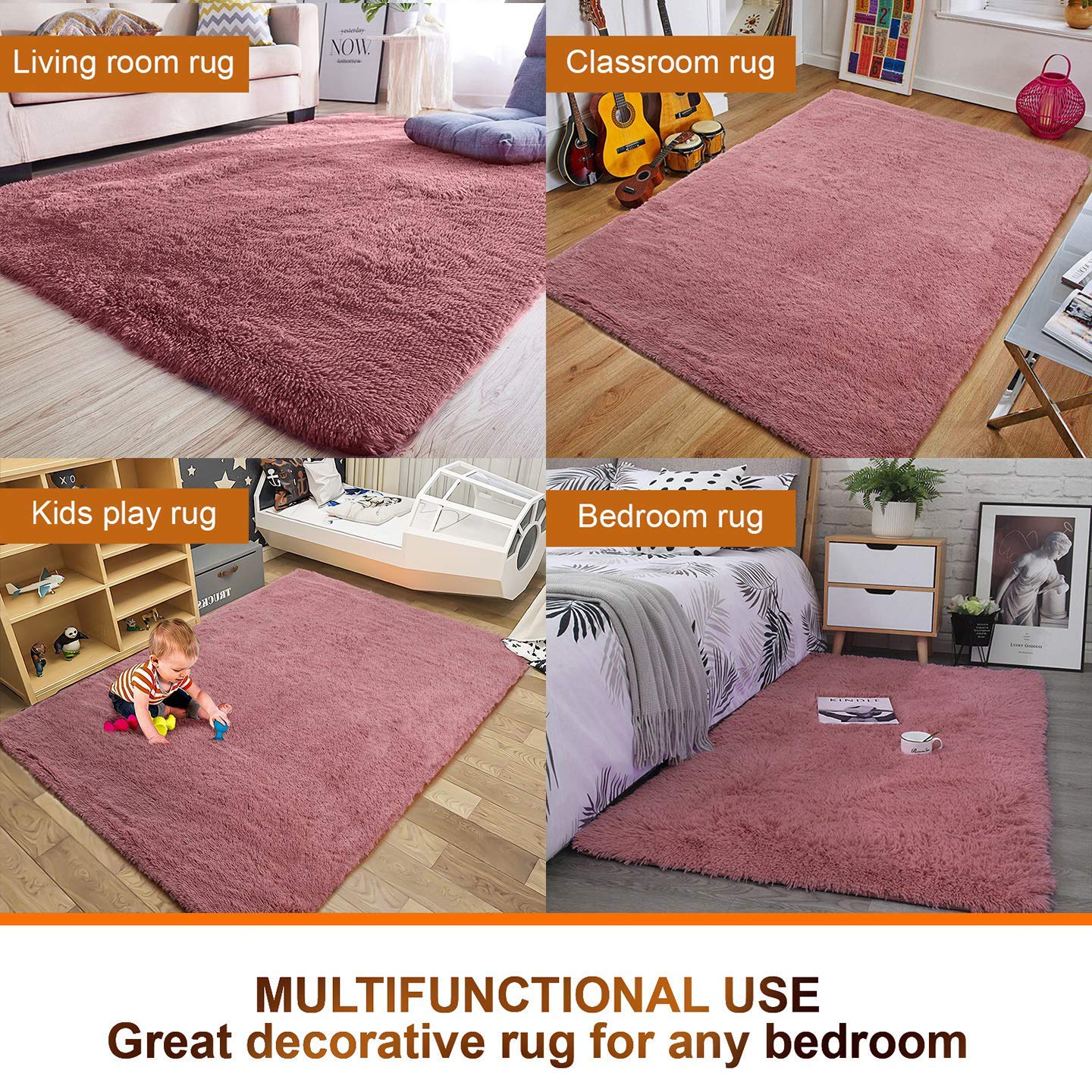 Pink Ultra Premium Shaggy Carpet for Living Room - FYROSTIC CARPET