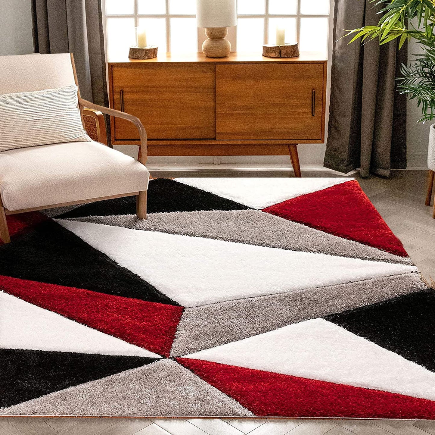 Triangle Beautiful Premium Shaggy Rug/Floor - Mat/Carpet - FYROSTIC CARPET