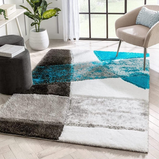 Aqua Multi Stylish Premium Modern Shaggy Carpet