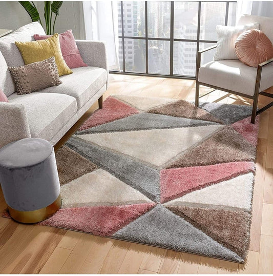 Triangle Beautiful Premium Shaggy Rug/Floor-Mat/Carpet