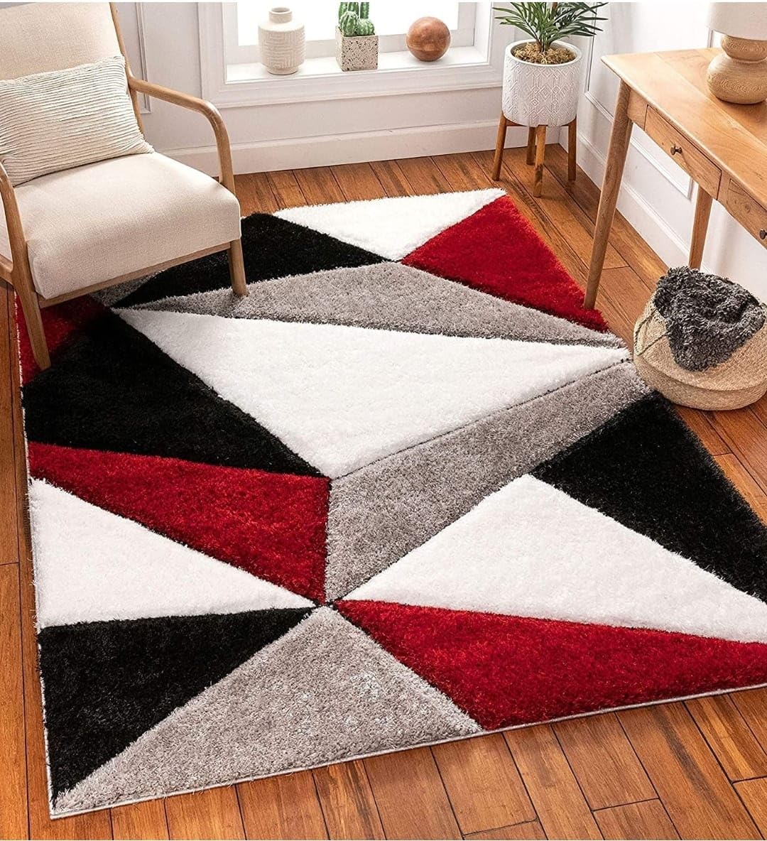 Triangle Beautiful Premium Shaggy Rug/Floor-Mat/Carpet