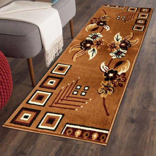Gold Floral Runner Carpet