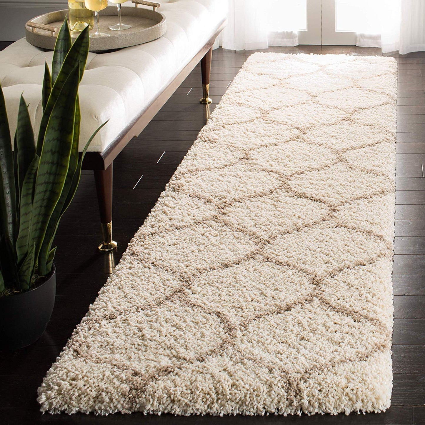 Premium Shaggy Floor Carpet for Living Room, Elegant Bed Side Runner, Modern Rug