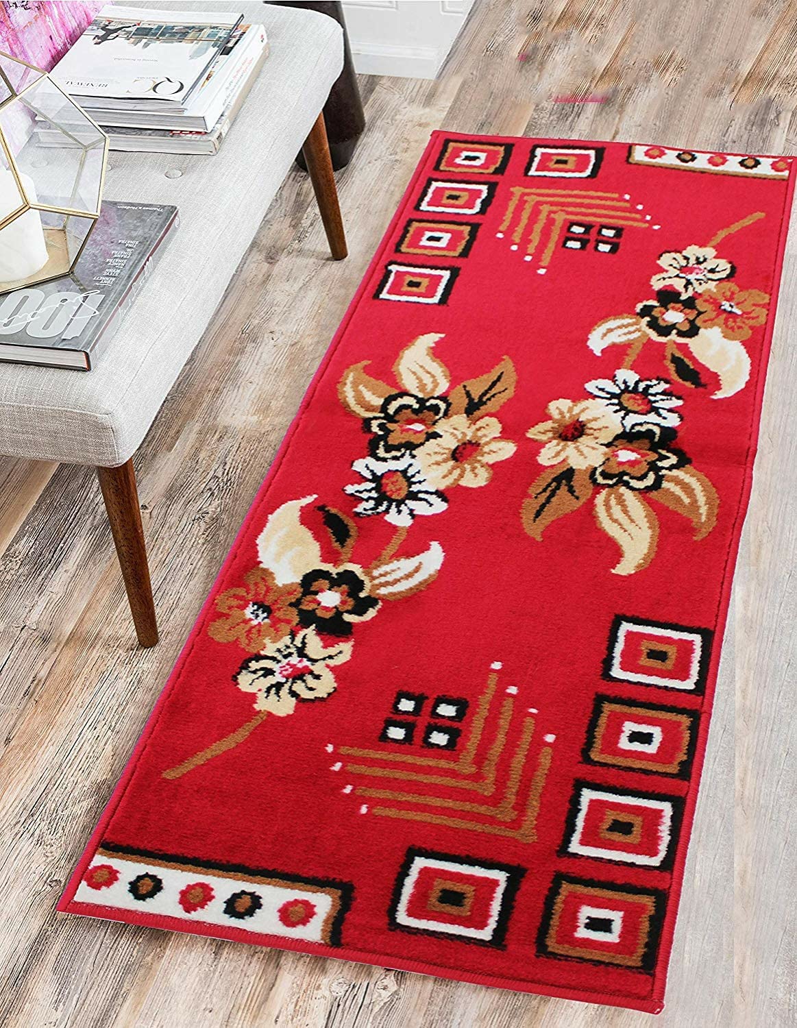 Red Floral Runner Carpet