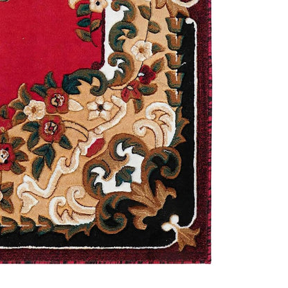 Luxury & Premium Soft Concord Carved Embossed Carpet [Red Floral Pattern]