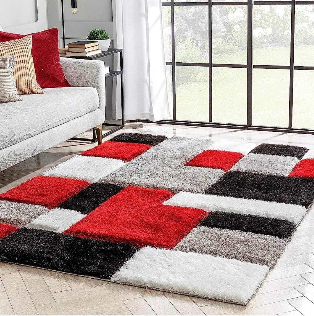 3D Box Beautiful Premium Shaggy Rug/Floor-Mat/Carpet