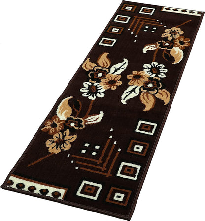 Brown Floral Runner Carpet