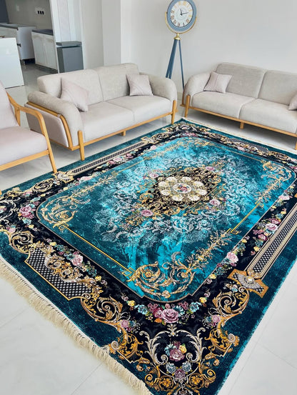 Royal Azure Persian Carpet – Floral Majesty Edition