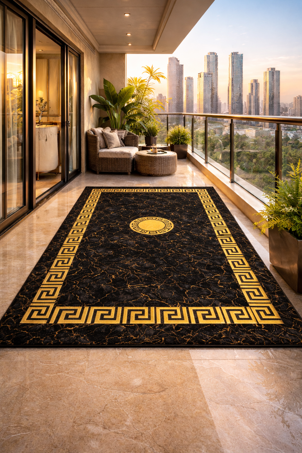 Premium Black & Gold Carpet for Living Room