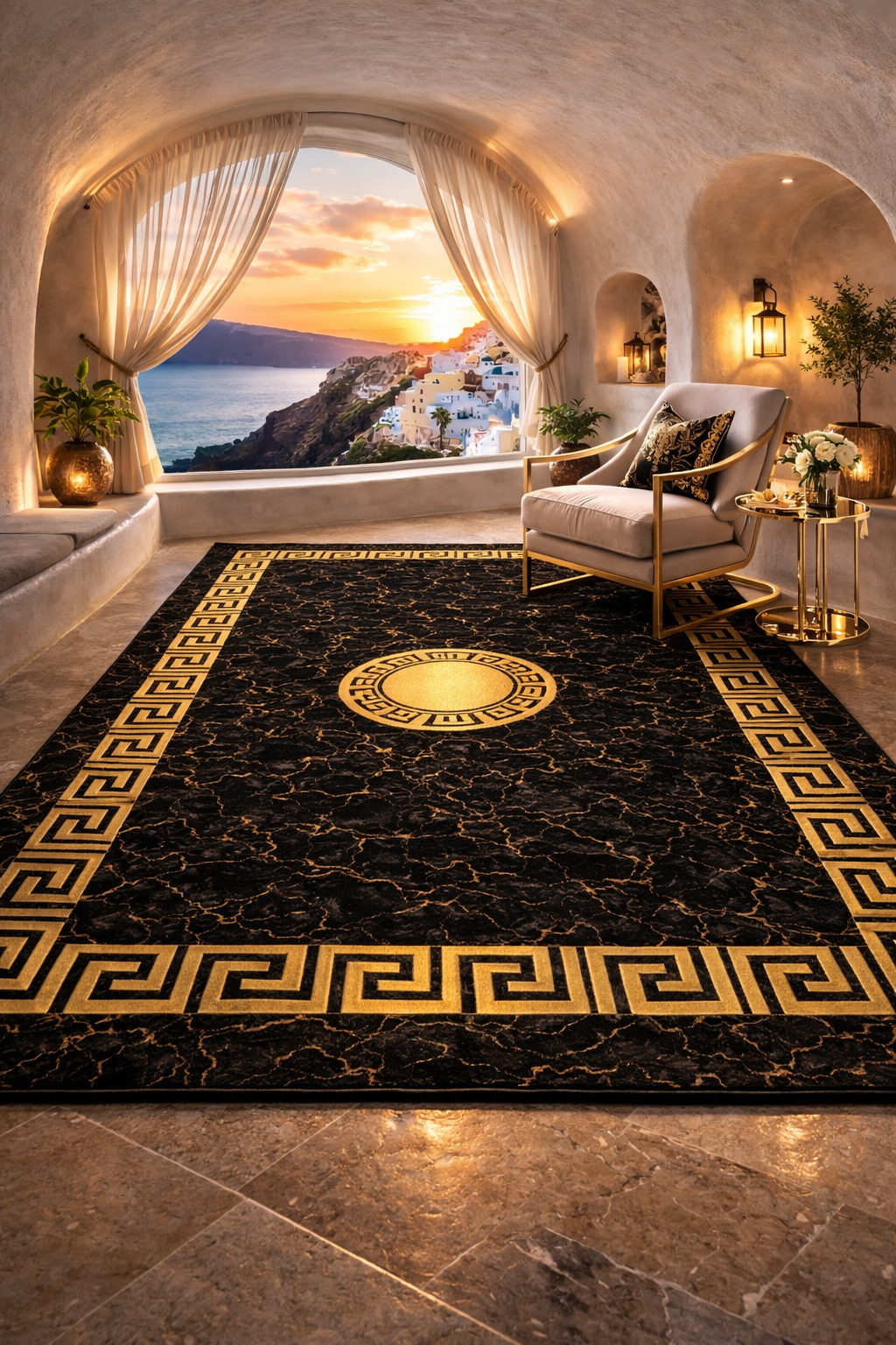 Premium Black & Gold Carpet for Living Room