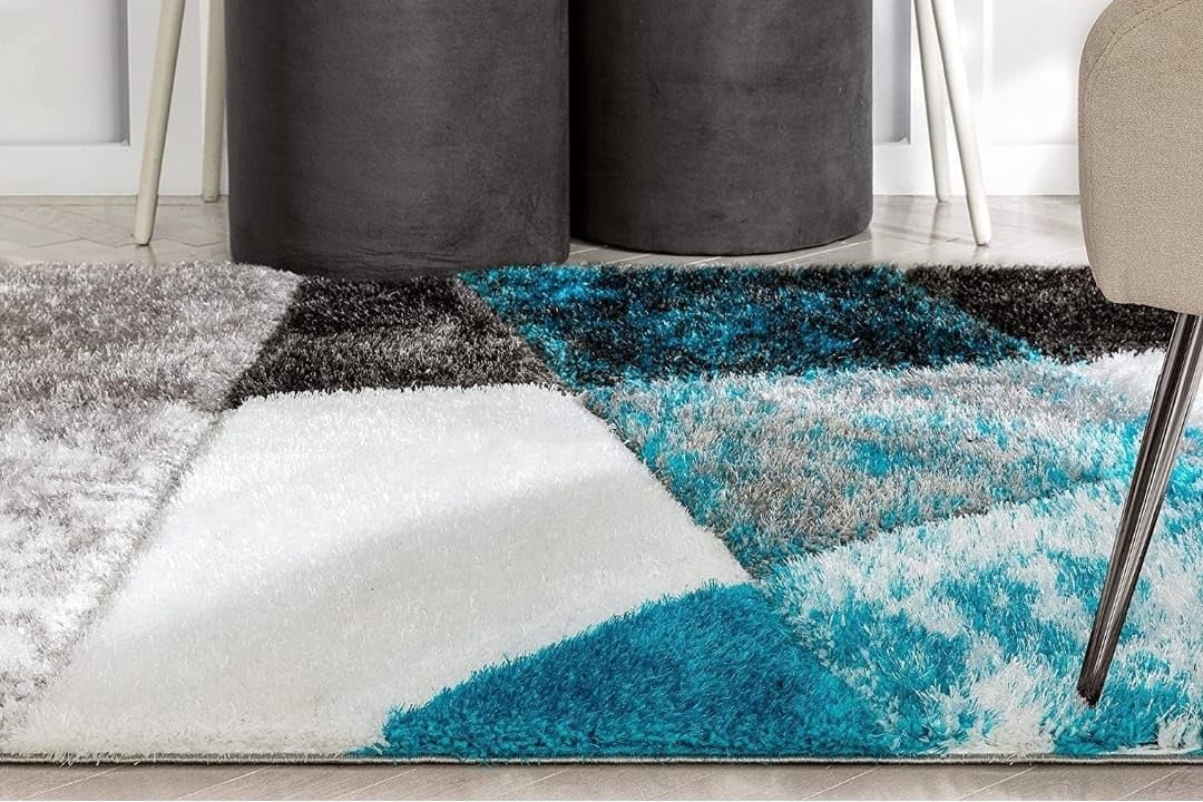 Aqua Multi Stylish Premium Modern Shaggy Carpet - FYROSTIC CARPET