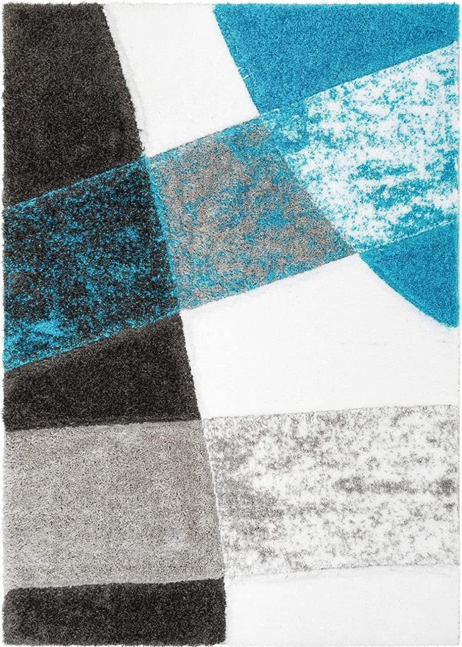 Aqua Multi Stylish Premium Modern Shaggy Carpet - FYROSTIC CARPET