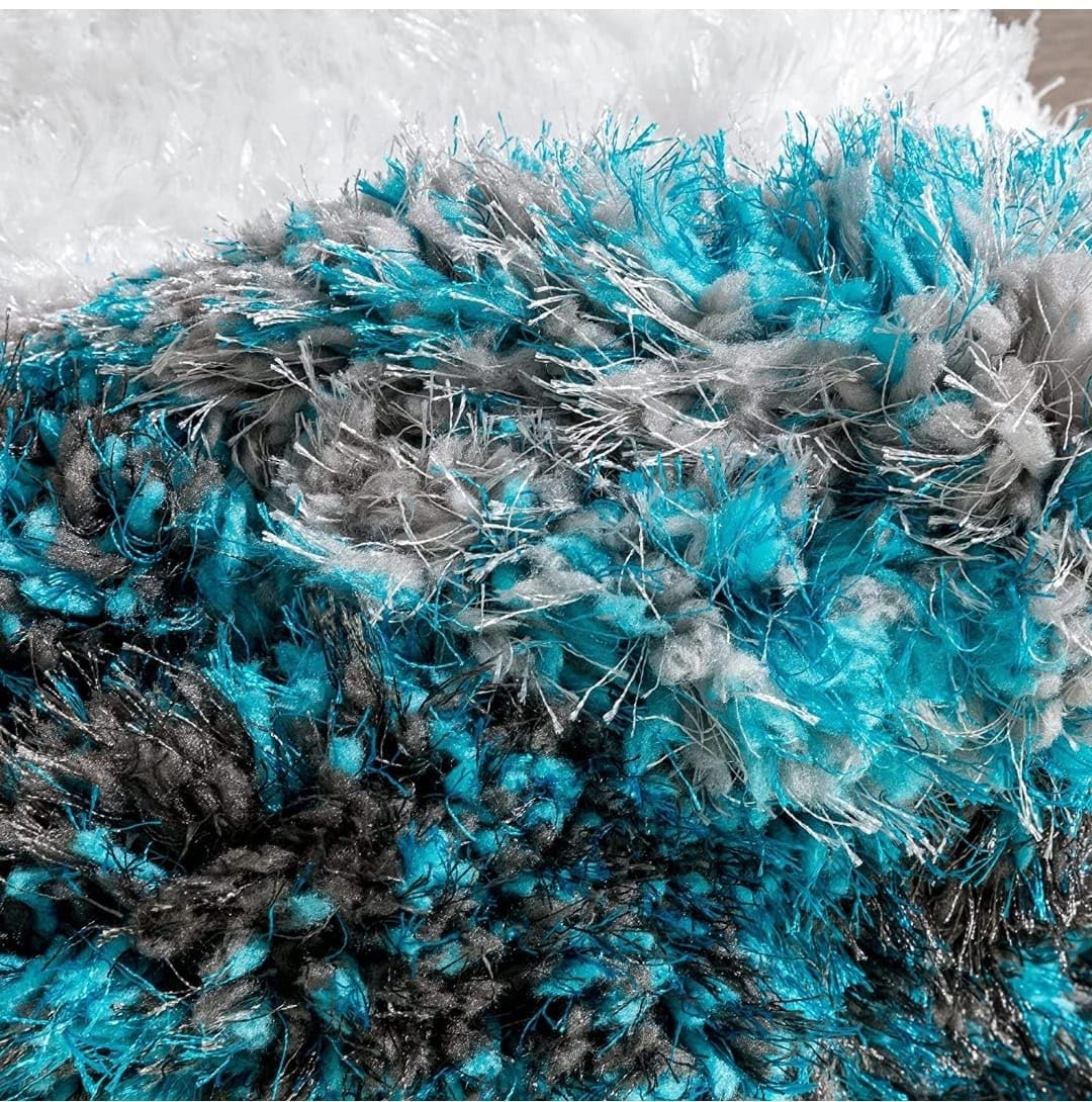 Aqua Multi Stylish Premium Modern Shaggy Carpet - FYROSTIC CARPET