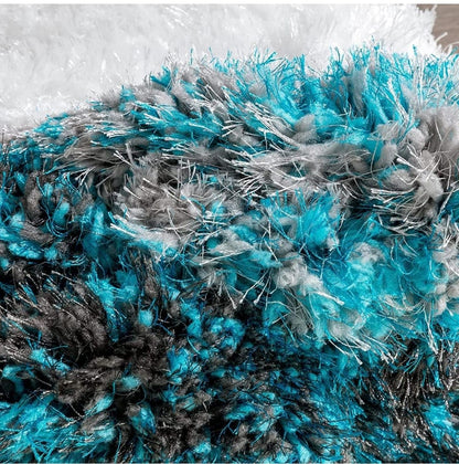 Aqua Multi Stylish Premium Modern Shaggy Carpet - FYROSTIC CARPET