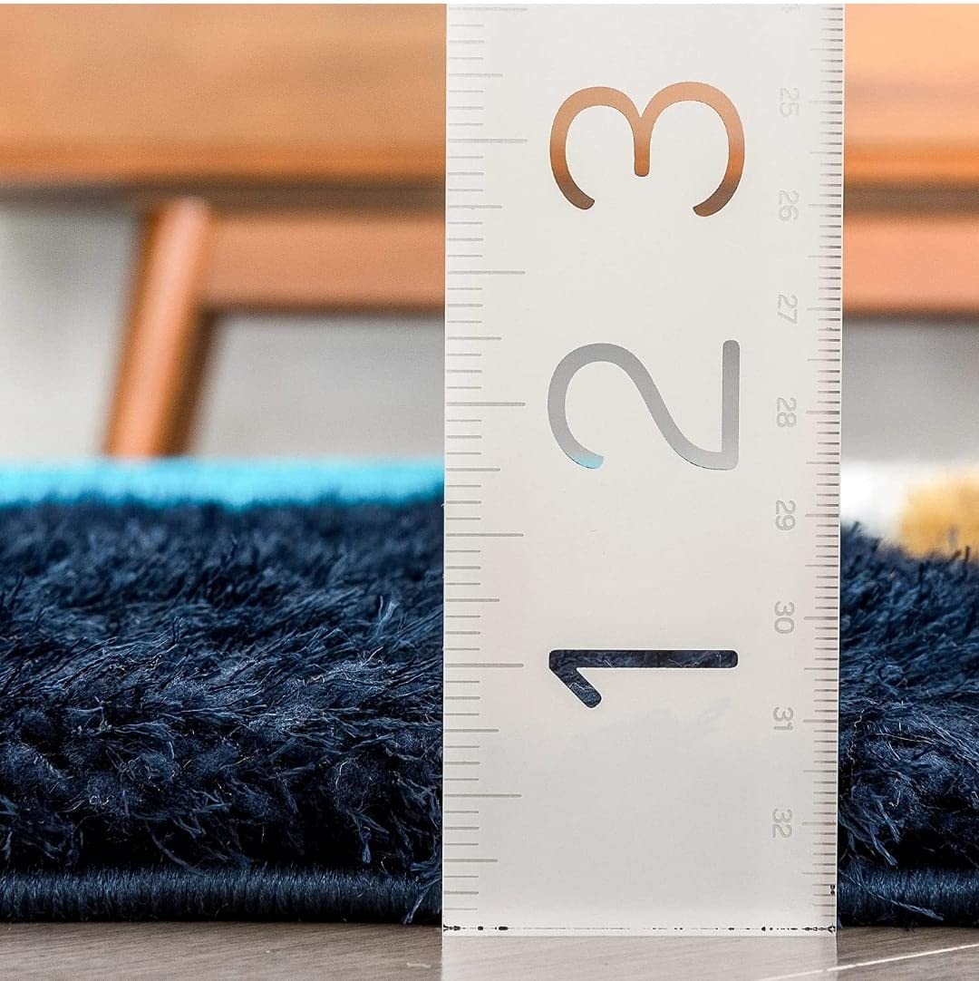 Aqua with Blue 3D Cut Collection Classical Shaggy Carpet - FYROSTIC CARPET