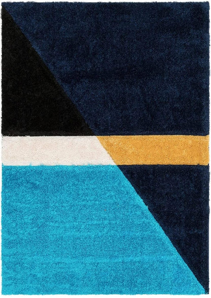 Aqua with Blue 3D Cut Collection Classical Shaggy Carpet - FYROSTIC CARPET