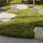 Hand-Tufted Moss Rug, Sculpted Organic Stone Path Luxury Wool Carpet