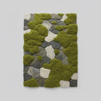 Hand-Tufted Moss Rug, Sculpted Organic Stone Path Luxury Wool Carpet