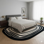 Modern Monochrome Hand-Tufted Wool Rug | Abstract Contour Area Carpet