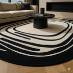 Modern Monochrome Hand-Tufted Wool Rug | Abstract Contour Area Carpet