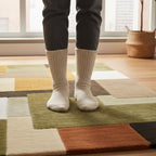 Mid-Century Modern Hand-Tufted Wool Rug | Retro Color Block Carpet