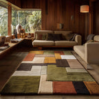 Mid-Century Modern Hand-Tufted Wool Rug | Retro Color Block Carpet