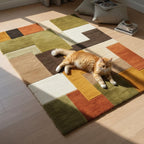 Mid-Century Modern Hand-Tufted Wool Rug | Retro Color Block Carpet