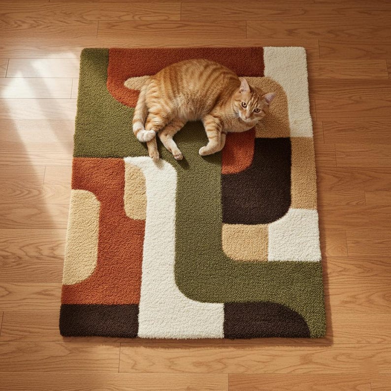 Modern Geometric Hand-Tufted Wool Rug | Scandinavian Area Carpet