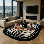Modern Monochrome Hand-Tufted Wool Rug | Abstract Contour Area Carpet