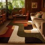 Modern Geometric Hand-Tufted Wool Rug | Scandinavian Area Carpet