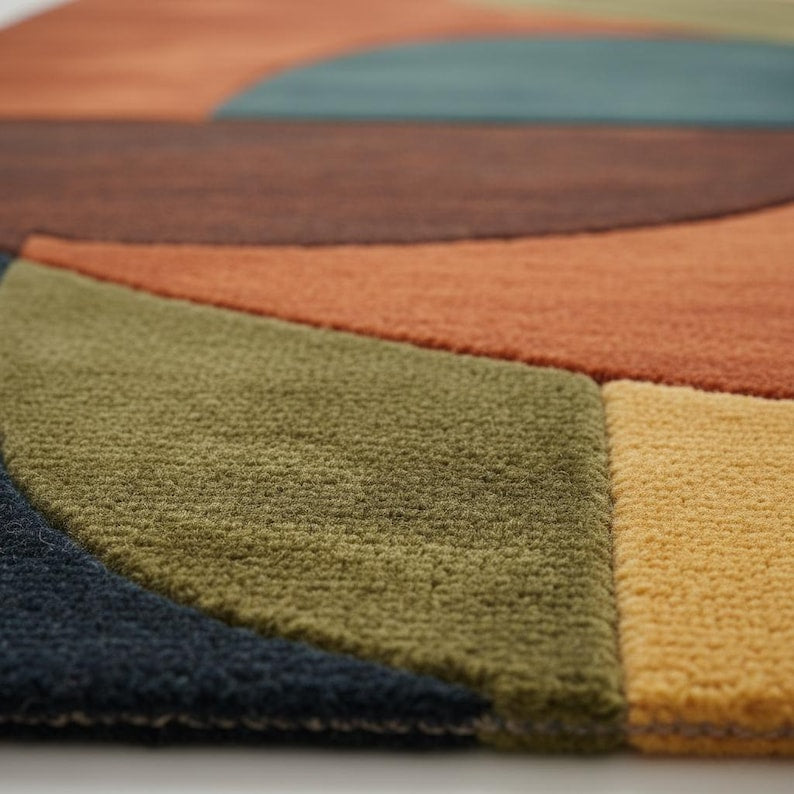 Retro Geometric Hand Tufted Area Rug – Modern Carpet
