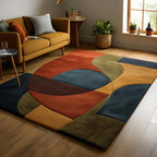 Retro Geometric Hand Tufted Area Rug – Modern Carpet