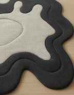 Abstract Monochrome Hand-Tufted Wool Rug | Organic Irregular Area Carpet