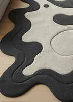 Abstract Monochrome Hand-Tufted Wool Rug | Organic Irregular Area Carpet