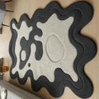 Abstract Monochrome Hand-Tufted Wool Rug | Organic Irregular Area Carpet
