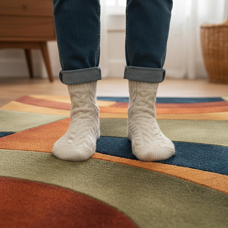 Modern Abstract Hand-Tufted Wool Rug | Scandinavian Area Carpet