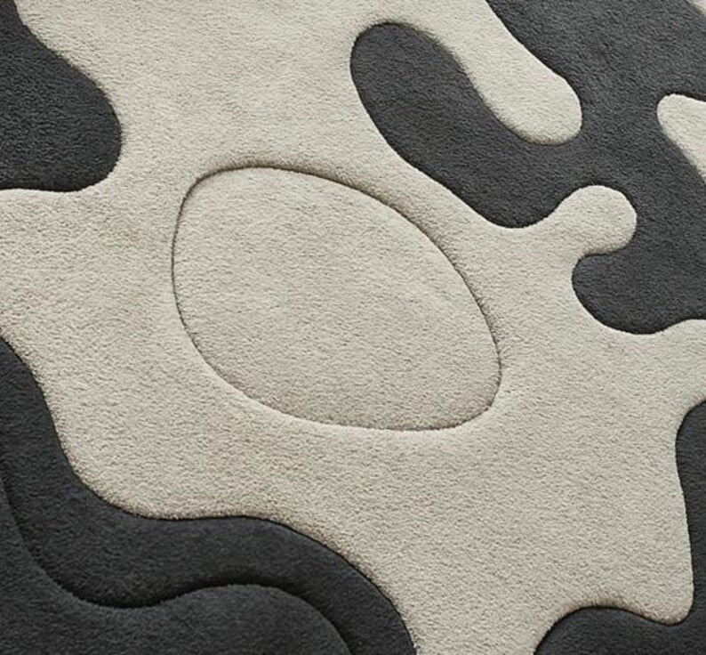 Abstract Monochrome Hand-Tufted Wool Rug | Organic Irregular Area Carpet