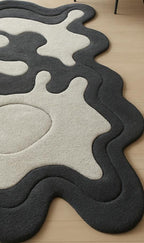 Abstract Monochrome Hand-Tufted Wool Rug | Organic Irregular Area Carpet