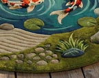 Japanese Koi Pond Wool Rug | 3D Hand-Tufted Zen Garden Area Carpet for Living Room, Bedroom & Meditation Space 🐟🌿✨
