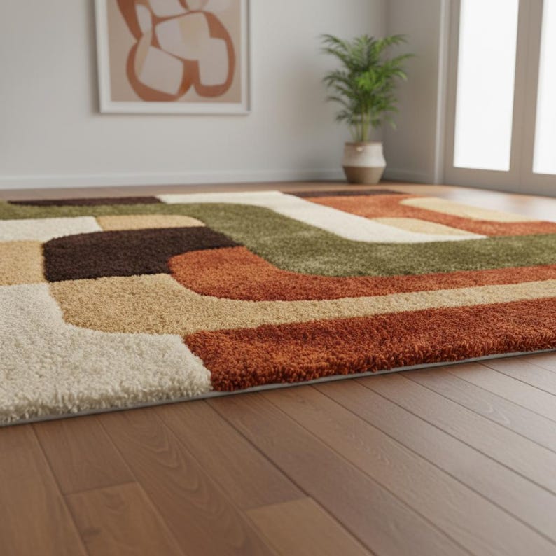 Modern Geometric Hand-Tufted Wool Rug | Scandinavian Area Carpet