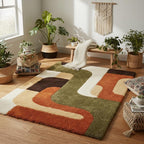 Modern Geometric Hand-Tufted Wool Rug | Scandinavian Area Carpet
