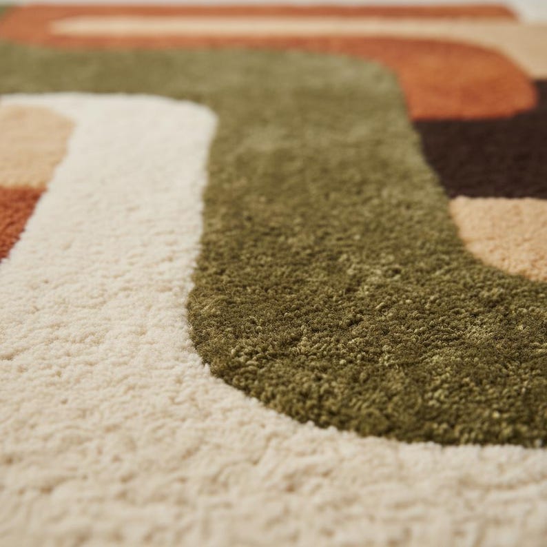 Modern Geometric Hand-Tufted Wool Rug | Scandinavian Area Carpet