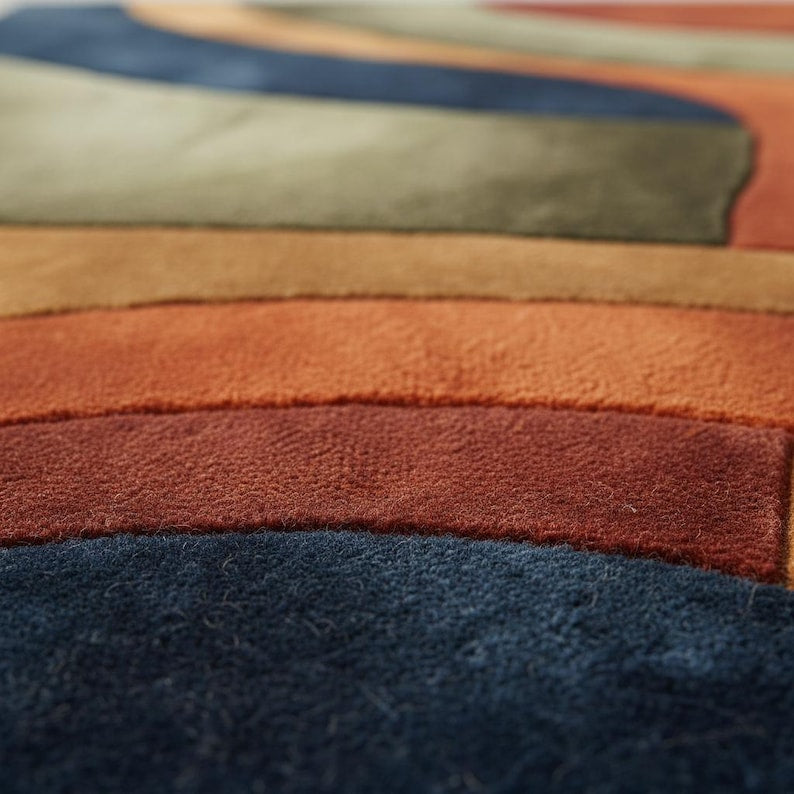 Modern Abstract Hand-Tufted Wool Rug | Scandinavian Area Carpet