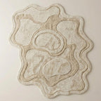 Neutral Abstract Hand-Tufted Wool Rug | Organic Shape Scandinavian Area Carpet
