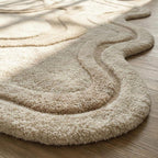 Neutral Abstract Hand-Tufted Wool Rug | Organic Shape Scandinavian Area Carpet