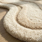 Neutral Abstract Hand-Tufted Wool Rug | Organic Shape Scandinavian Area Carpet