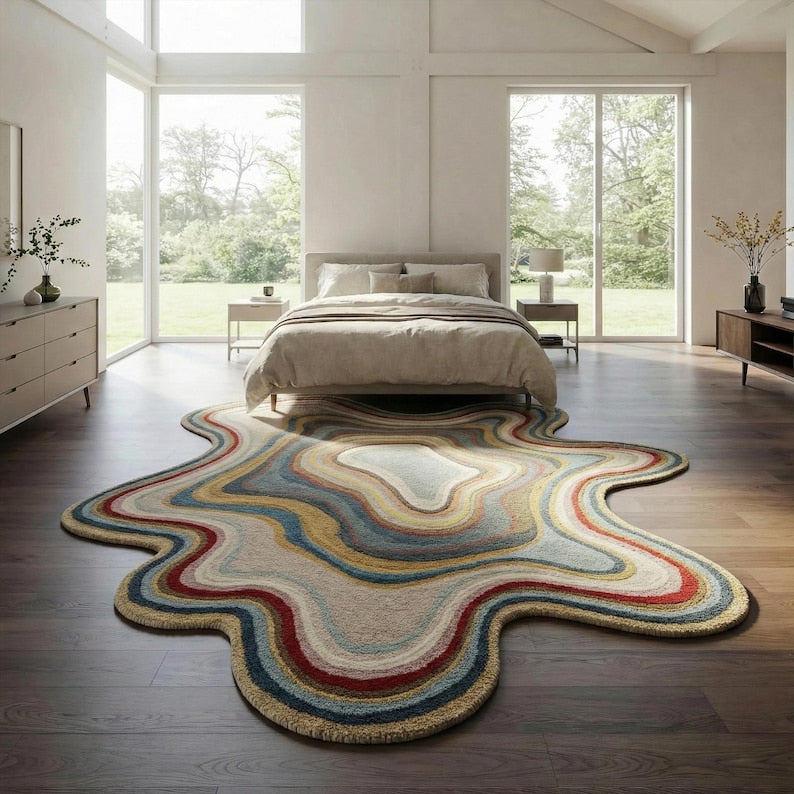 Topographic Abstract Hand-Tufted Wool Rug | Organic Irregular Area Carpet
