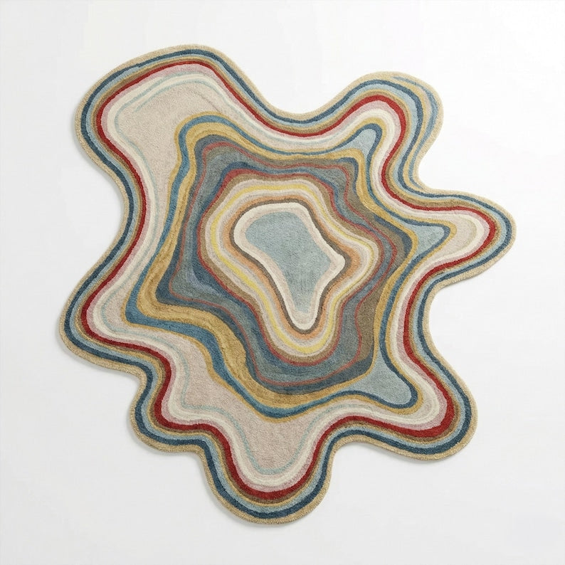 Topographic Abstract Hand-Tufted Wool Rug | Organic Irregular Area Carpet