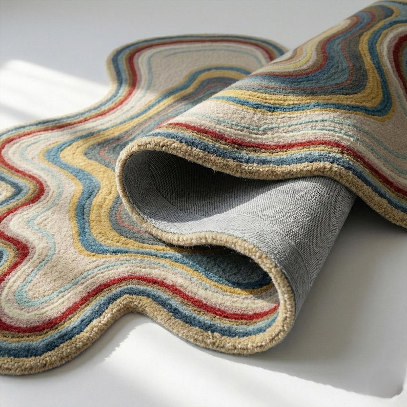 Topographic Abstract Hand-Tufted Wool Rug | Organic Irregular Area Carpet