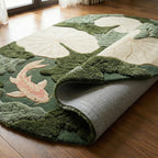 Lotus Pond Koi Fish Wool Rug | 3D Hand-Tufted Luxury Area Carpet